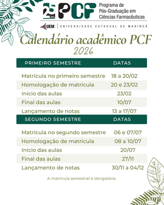 Calendário acadêmico 2026